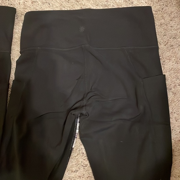 EUC lot of 2 Athleta mesh black and white yoga leggings with pockets sz S - Picture 7 of 8